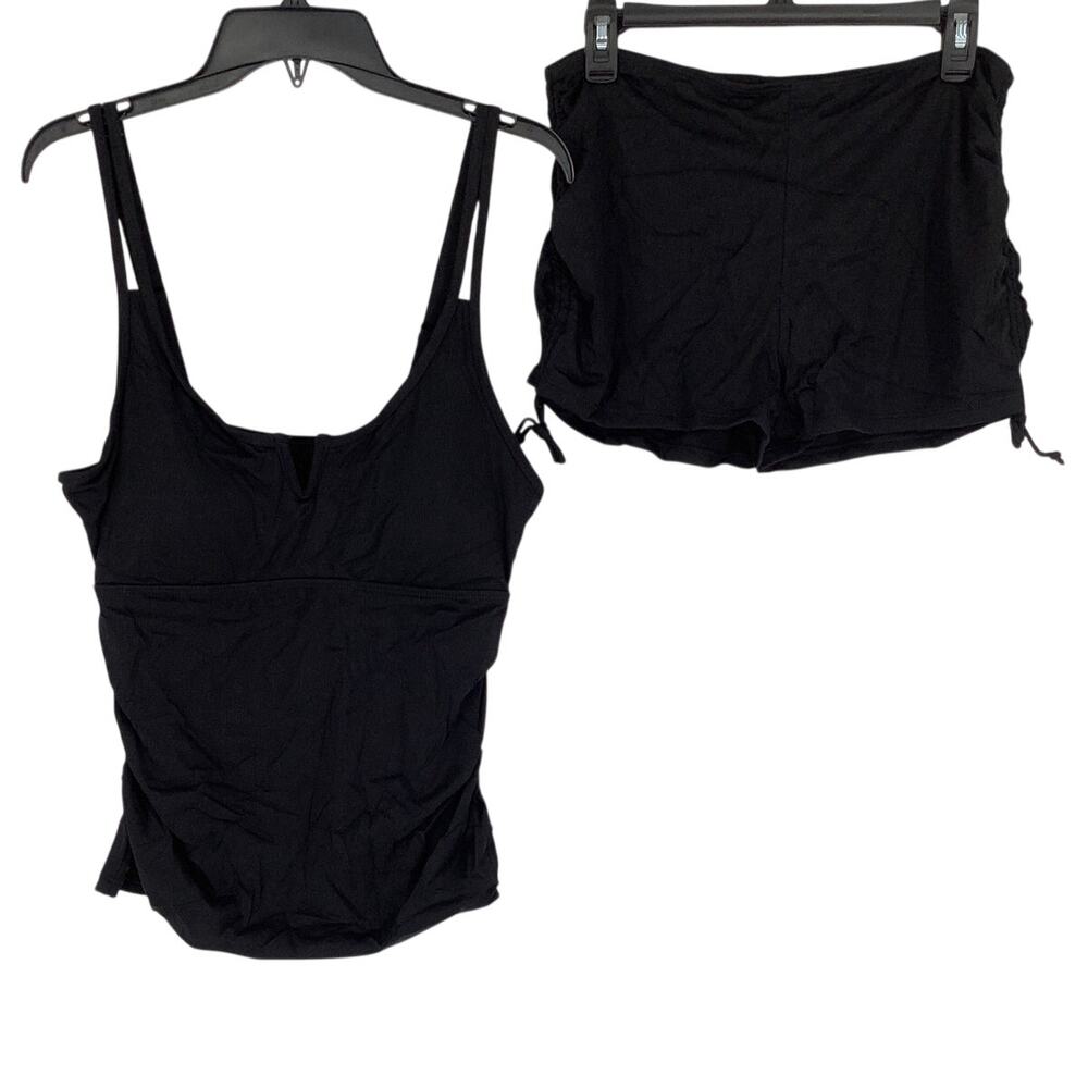 Zaful Women's XL Black Tankini Two Piece Swim Set Swimwear Beach Summer L16-32